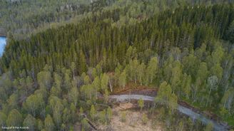 Dronebilde over en del av Lykkja Hyttefelt