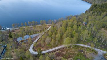Dronebilde over en del av Lykkja Hyttefelt