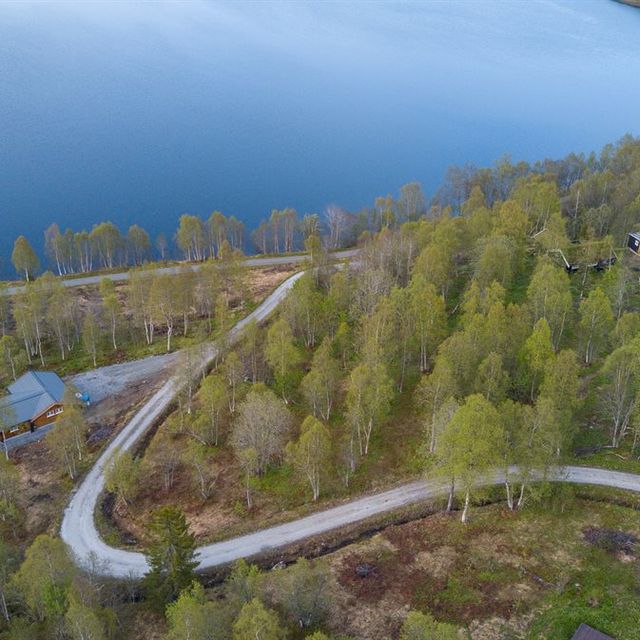 Dronebilde over en del av Lykkja Hyttefelt