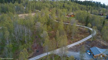 Dronebilde over en del av Lykkja Hyttefelt