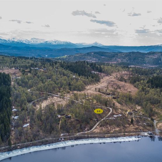Dronebilde av Lykkja Hyttefelt