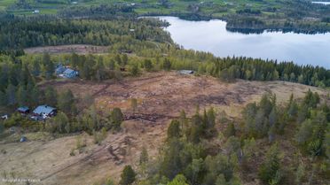 Dronebilde over en del av Lykkja Hyttefelt