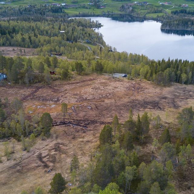 Dronebilde over en del av Lykkja Hyttefelt