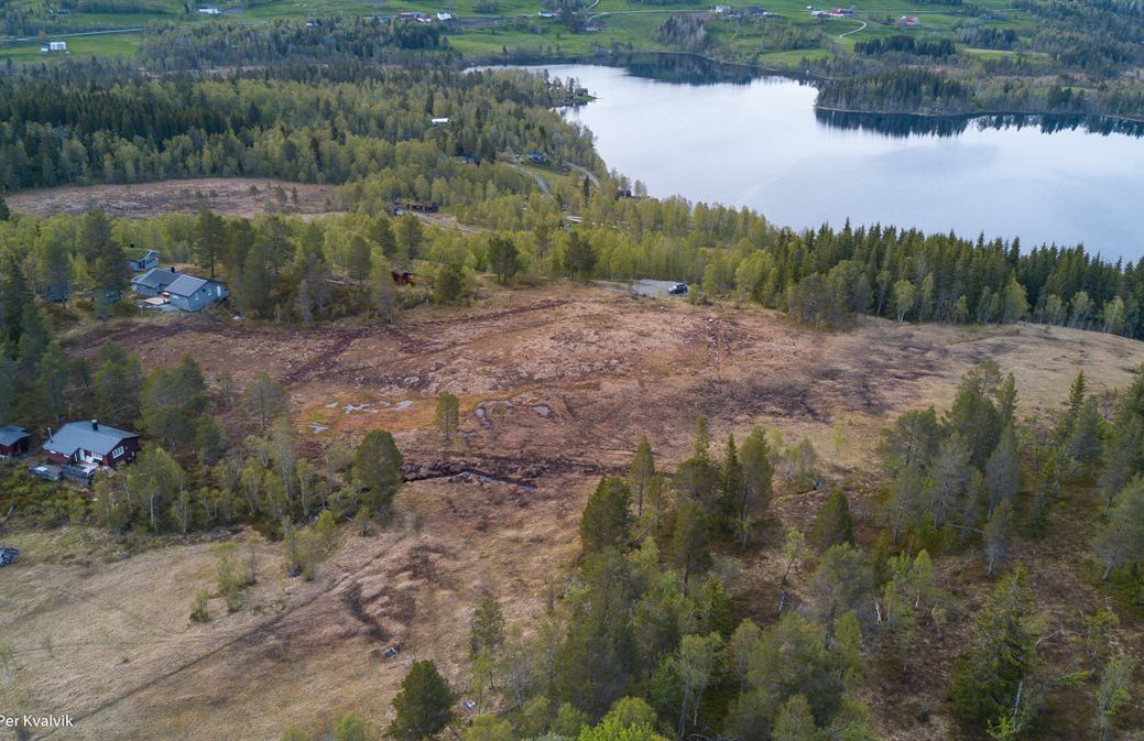 Dronebilde over en del av Lykkja Hyttefelt