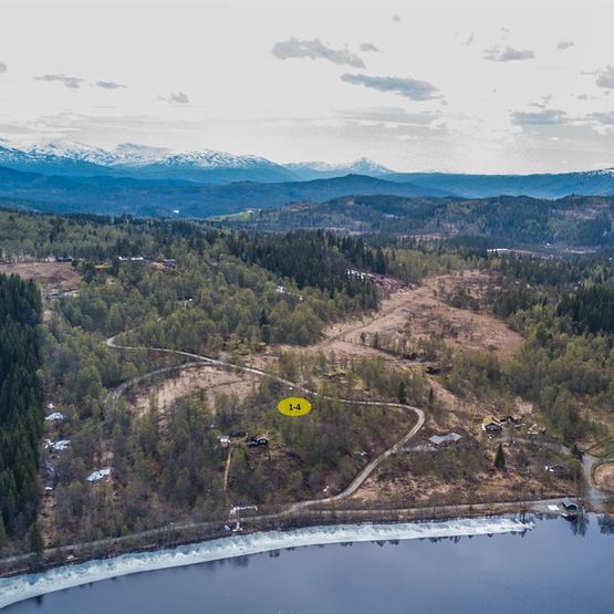 Dronebilde av Lykkja Hyttefelt