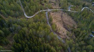Dronebilde over en del av Lykkja Hyttefelt